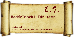 Bodánszki Tétisz névjegykártya